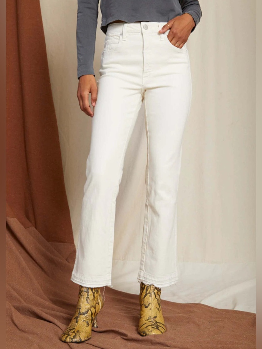 AMO Bella High-Rise Bootcut Crop Jeans White Oak Denim Casual Women’s Size 30